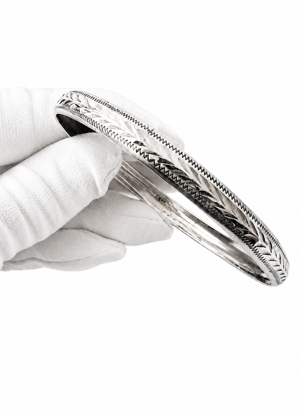 Vintage 835 Silver Chevron Bangle Bracelet.