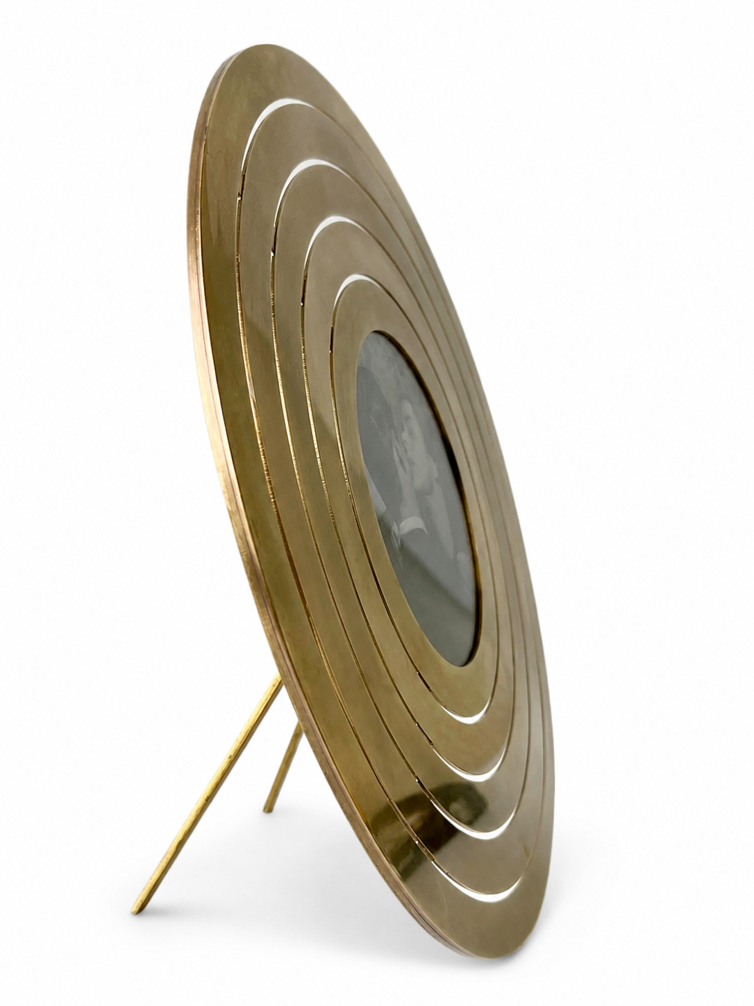 Vintage Christian Dior Home Collection Brass Circular Photo Frame, Made in Italy.