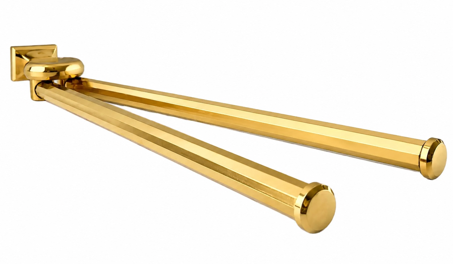 Vintage Gold-Plated Brass Swing Towel Rack, West German Wall Mounted Double Rail Holder