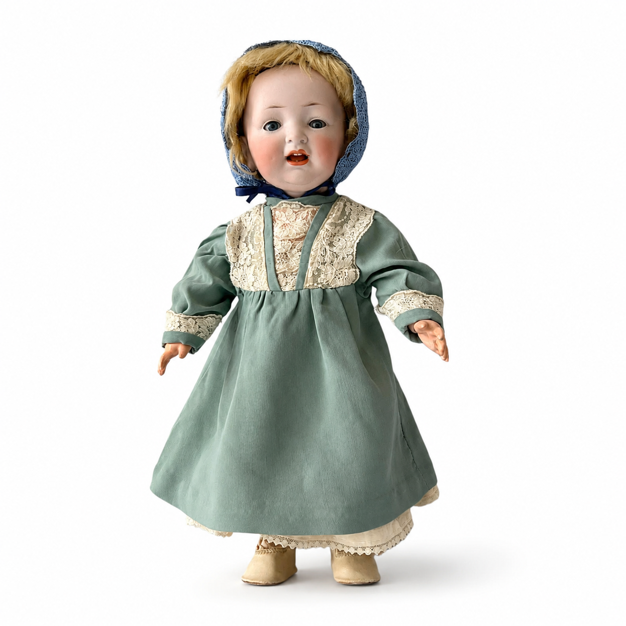 Antique Hertel Schwab German Bisque Baby Doll 35 cm Made in Germany c.1912