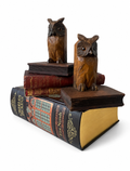 Vintage Hand-Carved Owl Bookends, 1960s–1970s Wooden Bookends