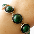 Vintage Malachite Bracelet, Sterling Silver, Danish Modernist, Niels Erik From