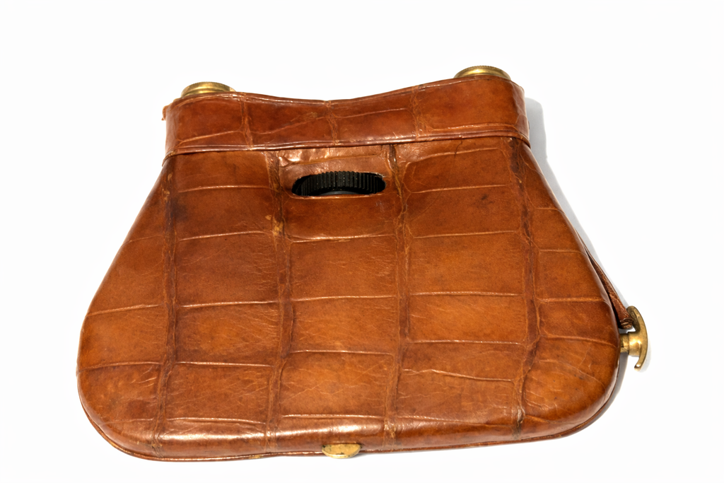 Asprey London Folding Opera Glasses with Leather Cover Gilt Binoculars