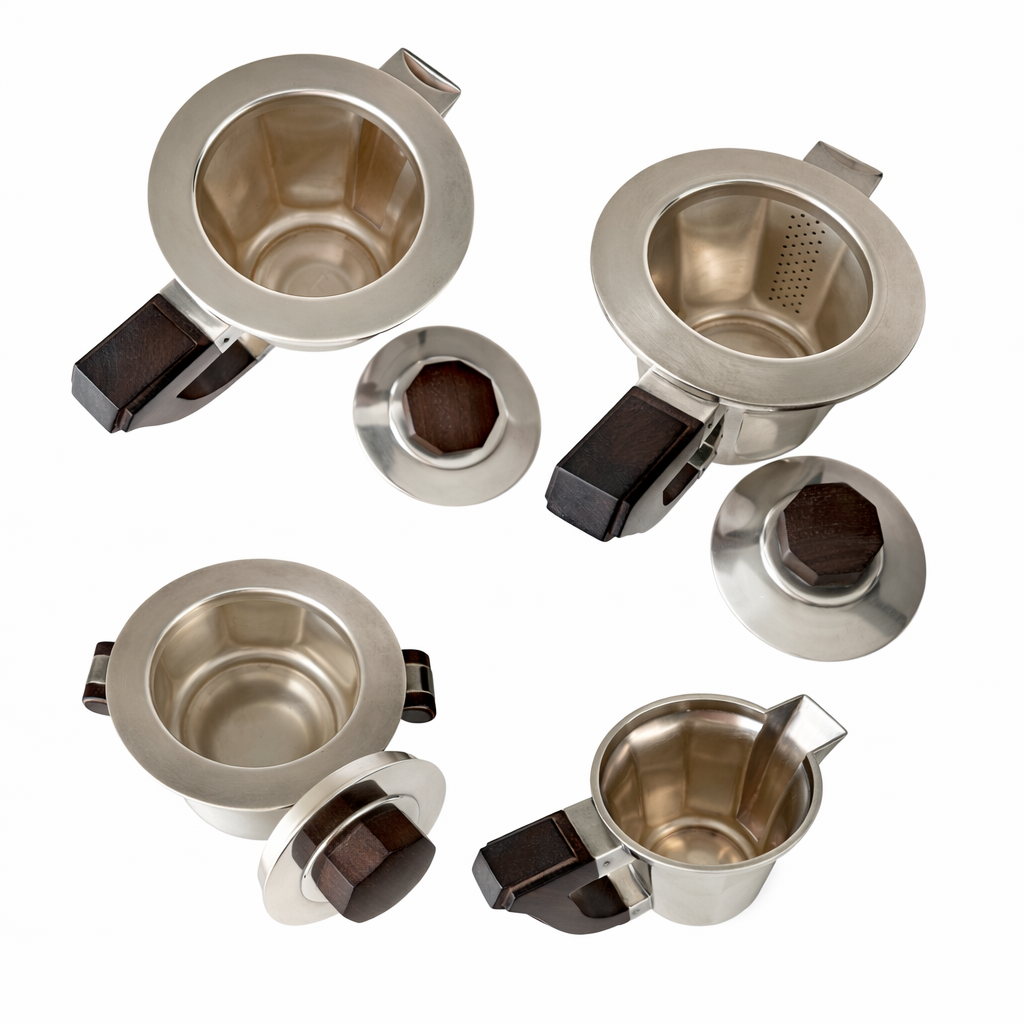 Christofle Art Deco Tea & Coffee Service – Luc Lanel c.1936 Silver Plate and Rosewood