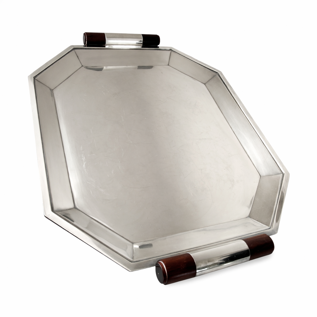 Christofle Art Deco Tea & Coffee Service – Luc Lanel c.1936 Silver Plate and Rosewood
