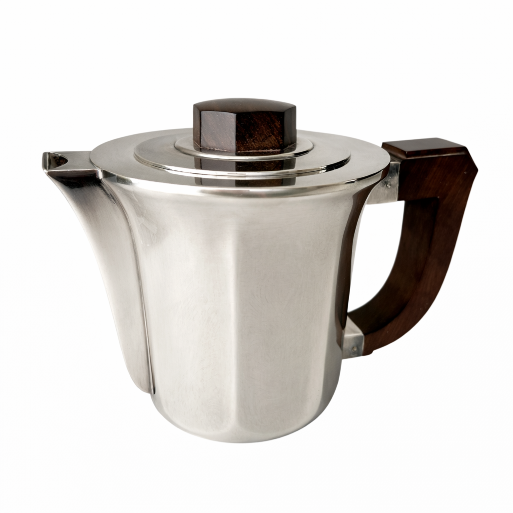 Christofle Art Deco Tea & Coffee Service – Luc Lanel c.1936 Silver Plate and Rosewood