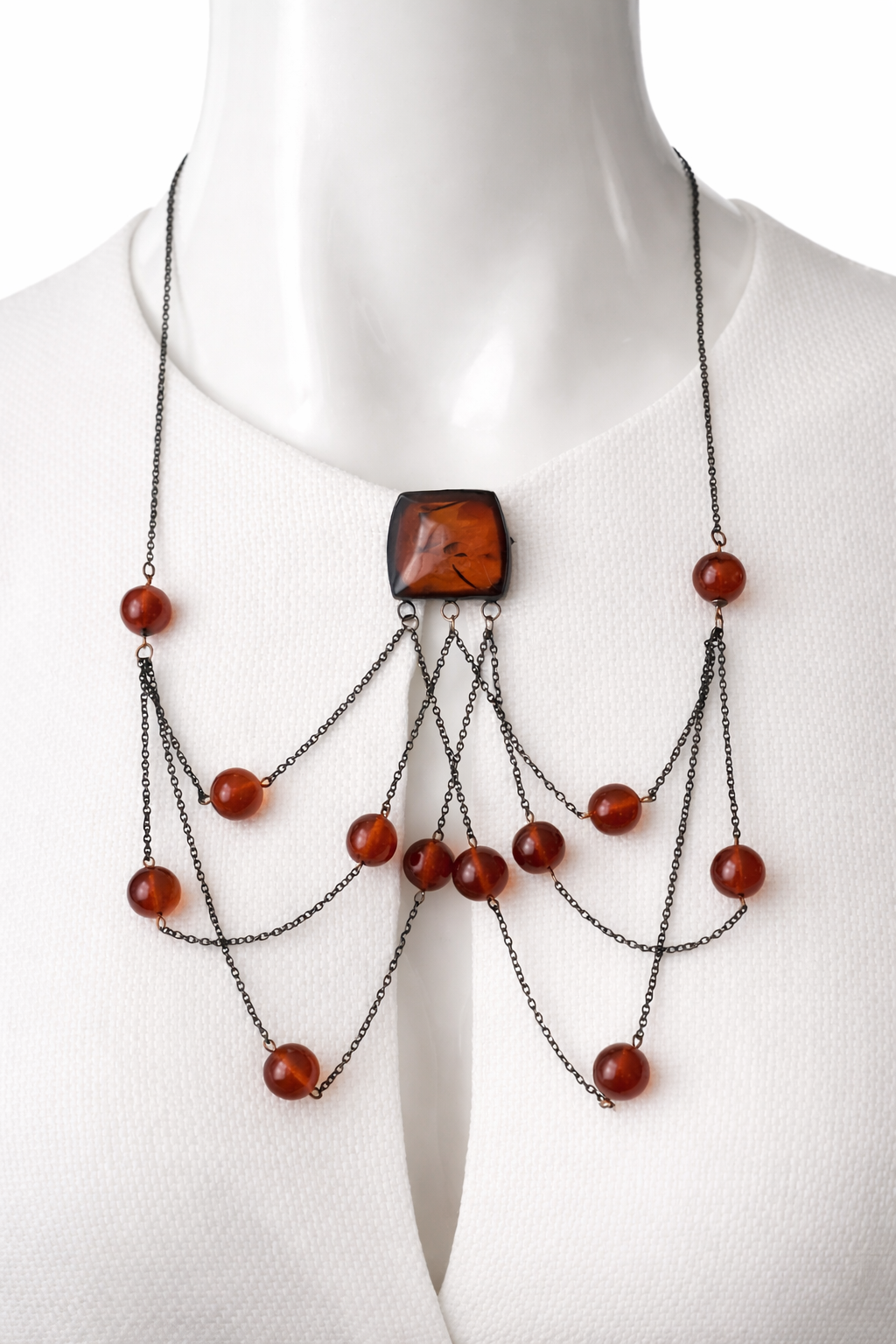 Vintage Soviet Baltic Amber Necklace 875 Silver USSR Kaliningrad Art Nouveau Style
