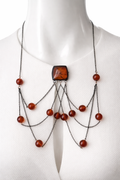 Vintage Soviet Baltic Amber Necklace 875 Silver USSR Kaliningrad Art Nouveau Style