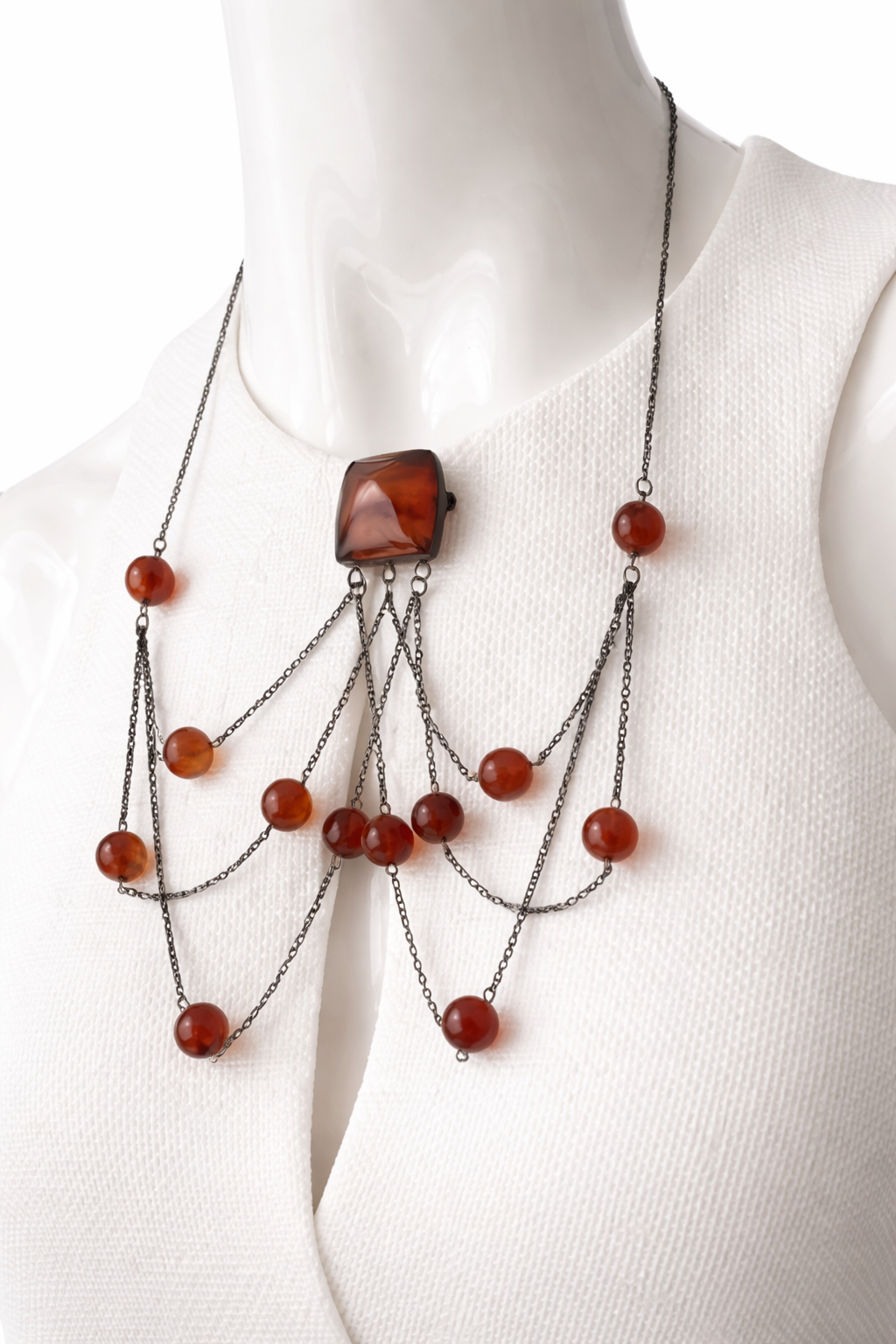 Vintage Soviet Baltic Amber Necklace 875 Silver USSR Kaliningrad Art Nouveau Style