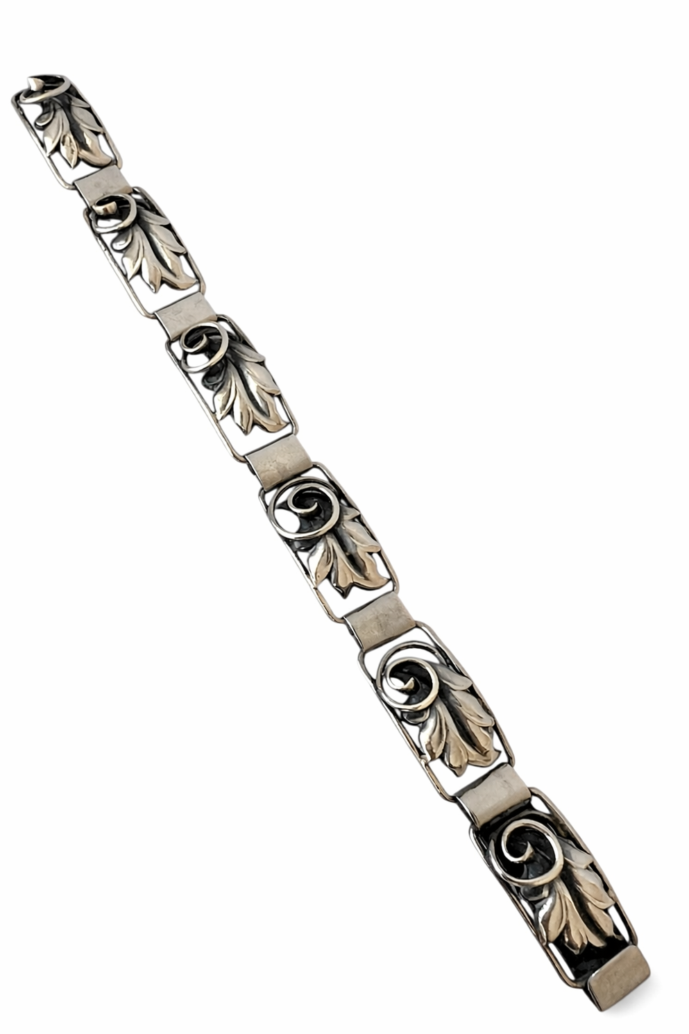 Torben Bang Danish Modernist Silver Bracelet 830S Leaf Link Scandinavian Design