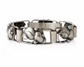 A Klokker Danish 830 Silver Floral Panel Bracelet Art Deco Scandinavian Jewellery