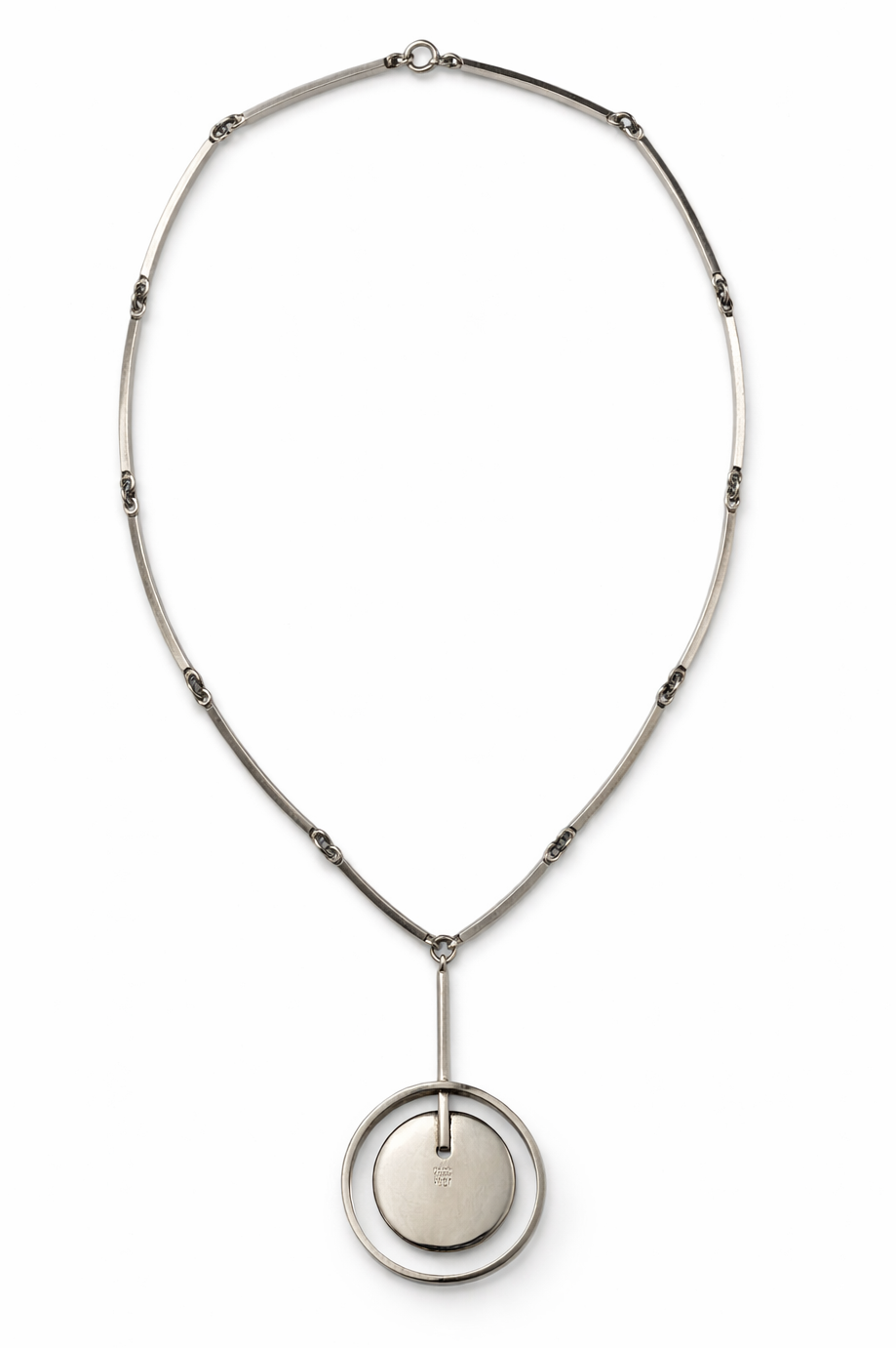 Niels Erik From Tiger Eye Sterling Silver Necklace Modernist Scandinavian Pendant