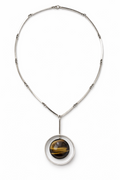 Niels Erik From Tiger Eye Sterling Silver Necklace Modernist Scandinavian Pendant