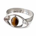 Vintage Scandinavian Modernist Niels Erik From Sterling Silver Tiger Eye Cabochon Cuff