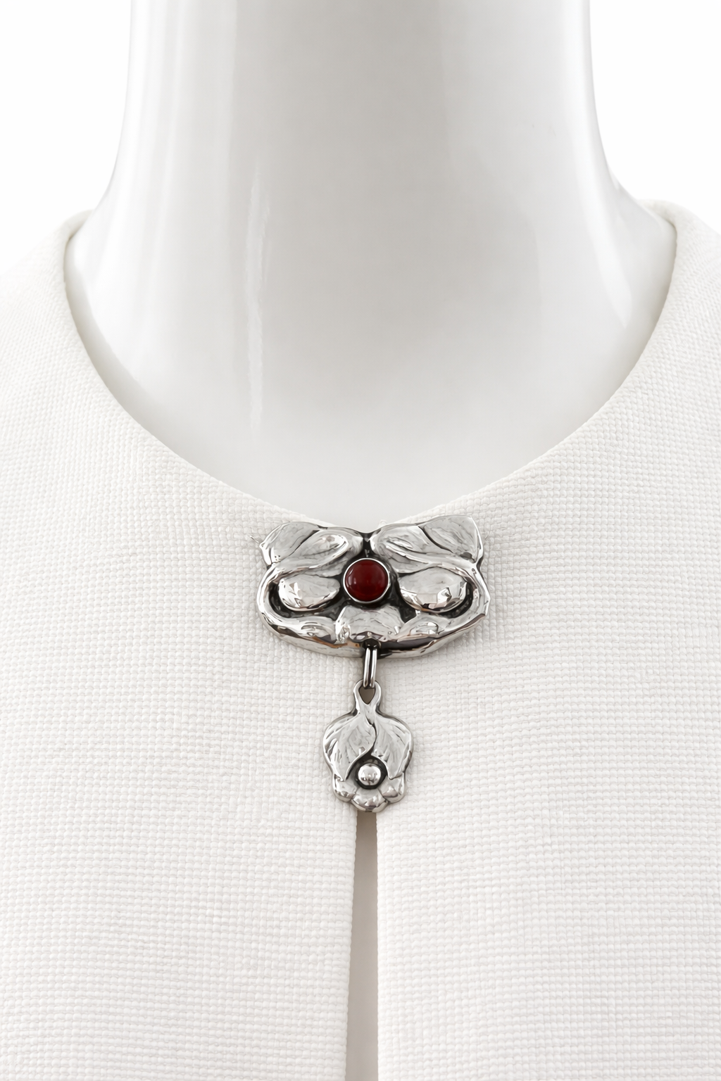 Bernhard Hertz Danish Art Nouveau Silver Carnelian Brooch Meyle Meyer Jugendstil Drop Brooch