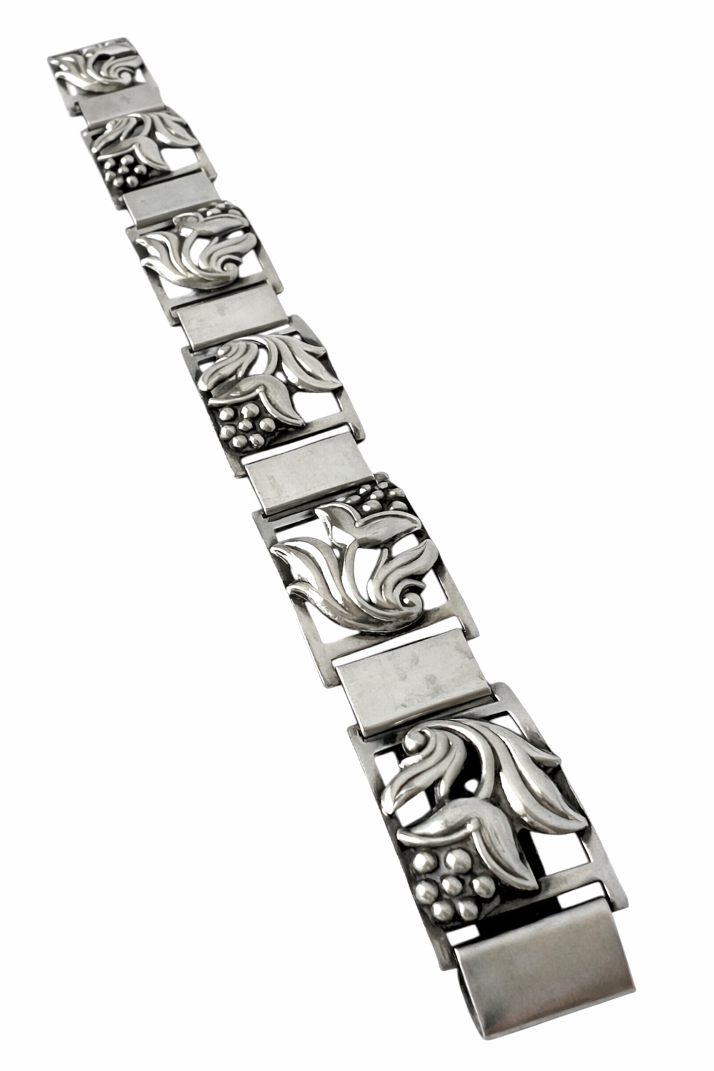 Vintage Danish 830 Silver Floral Link Bracelet – S.H. Mathiesen Art Deco Style