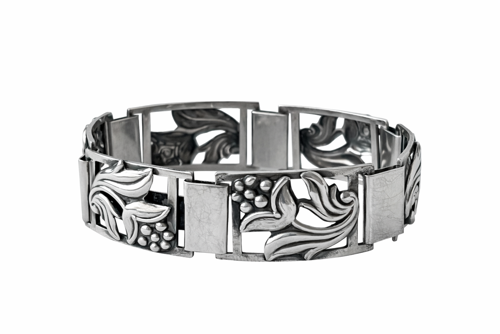 Vintage Danish 830 Silver Floral Link Bracelet – S.H. Mathiesen Art Deco Style