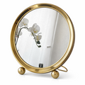 Vintage Solid Brass Vanity Mirror Tabletop Dressing Mirror German 1970s Hollywood Regency