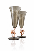 Lauscha Art Deco Mermaid Glasses – Fritz Lampl Style – Hand-Blown Etched Flutes
