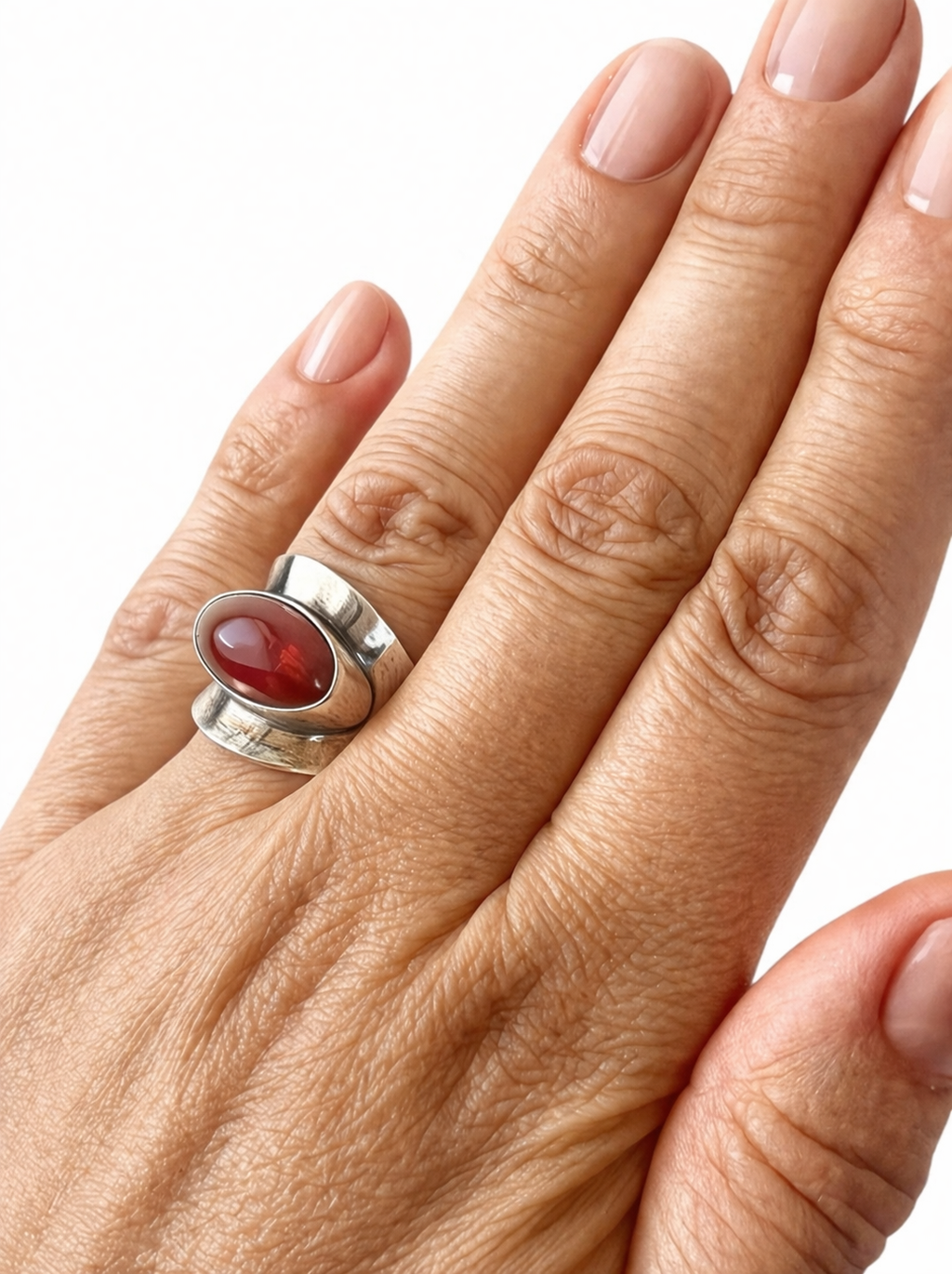 Vintage Baltic Amber Ring, Sterling Silver, Danish Modernist, Niels Erik From. UK size: O