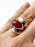 Vintage Baltic Amber Ring, Sterling Silver, Danish Modernist, Niels Erik From. UK size: O