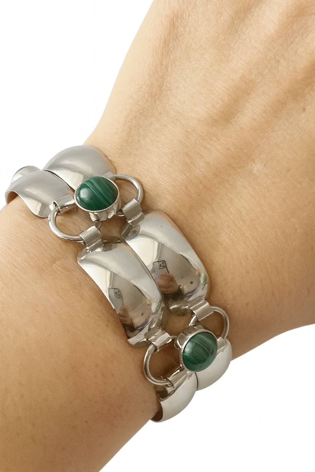 Silver & Malachite Modernist Bracelet – Katja Lührs Lübeck KLS