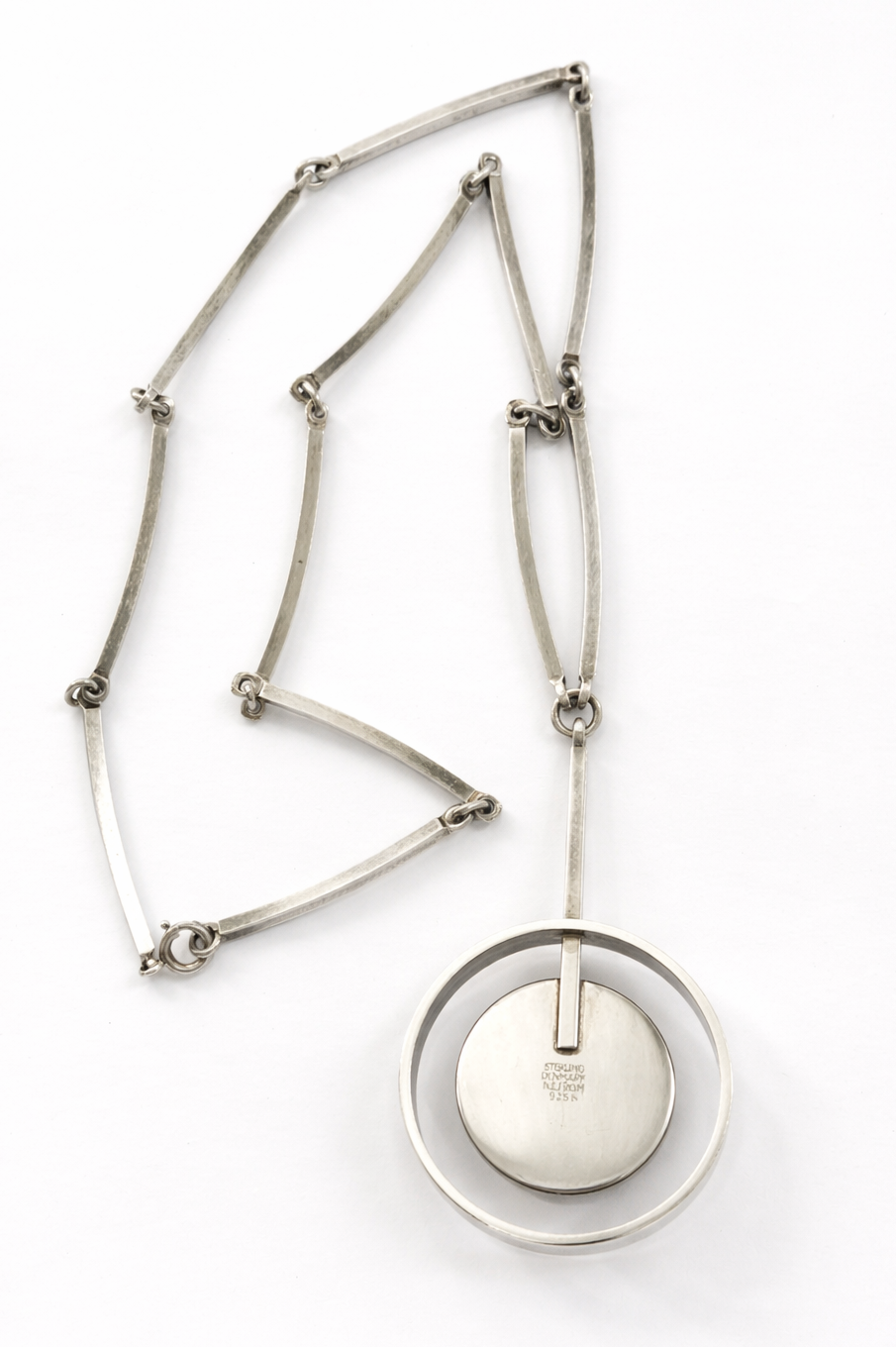 Niels Erik From Sterling Silver Amber Necklace, Danish Modernist Pendant, 925S Denmark