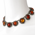 Vintage Baltic Amber Necklace, Sterling Silver, Danish Modernist, Niels Erik From