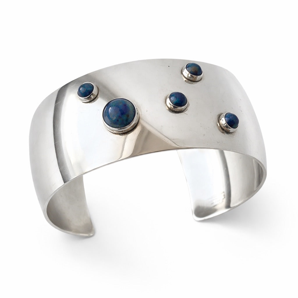 Niels Erik From Sterling Silver Sodalite Cuff Bracelet, Scandinavian  Modernist Jewellery