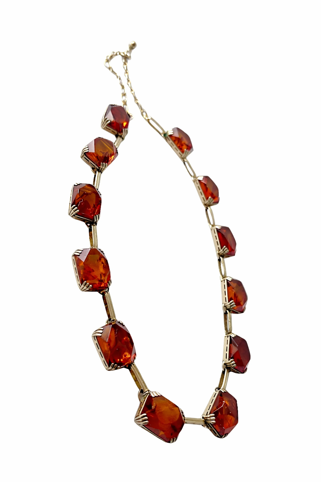 Vintage Baltic Amber Necklace Silver Gold Plated Statement Jewellery