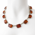 Vintage Baltic Amber Necklace Silver Gold Plated Statement Jewellery