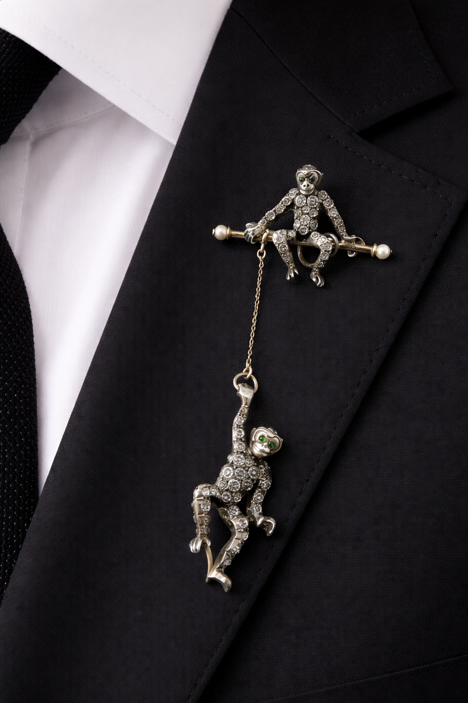 Art Deco Monkey Brooch, Sterling Silver KP 925, Knoll & Pregizer, c.1920s–30s