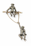 Art Deco Monkey Brooch, Sterling Silver KP 925, Knoll & Pregizer, c.1920s–30s
