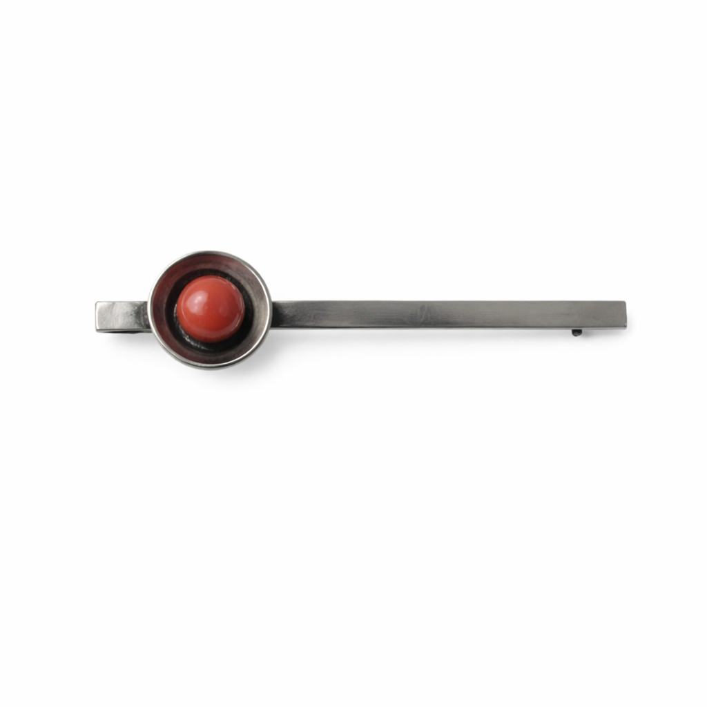 Art Deco Coral Brooch, 835 Silver Bar Brooch