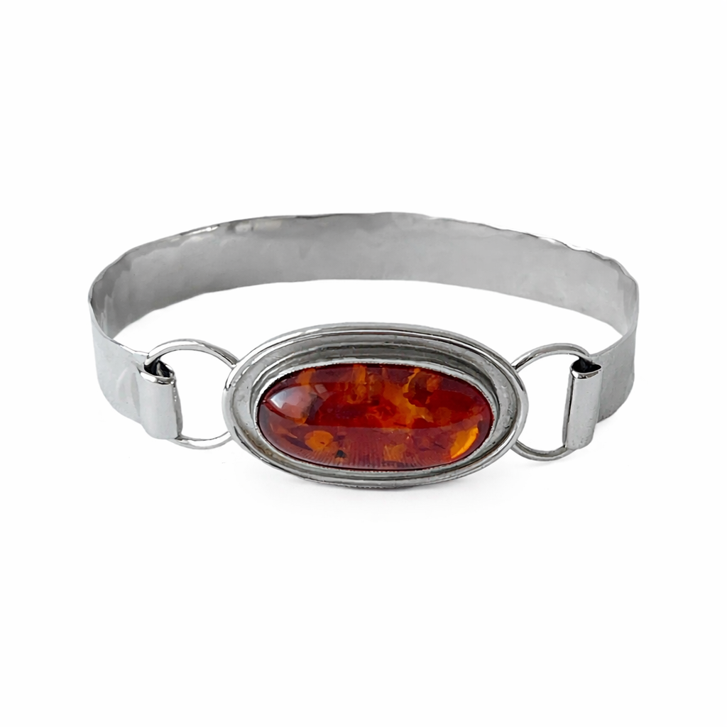 Vintage Katja Lührs Lübeck (KLS) Silver Bracelet with Baltic Amber