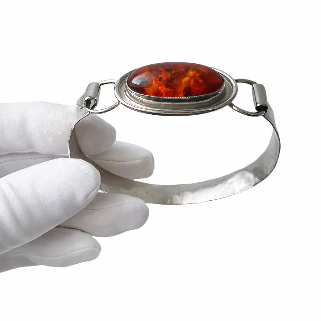 Vintage Katja Lührs Lübeck (KLS) Silver Bracelet with Baltic Amber