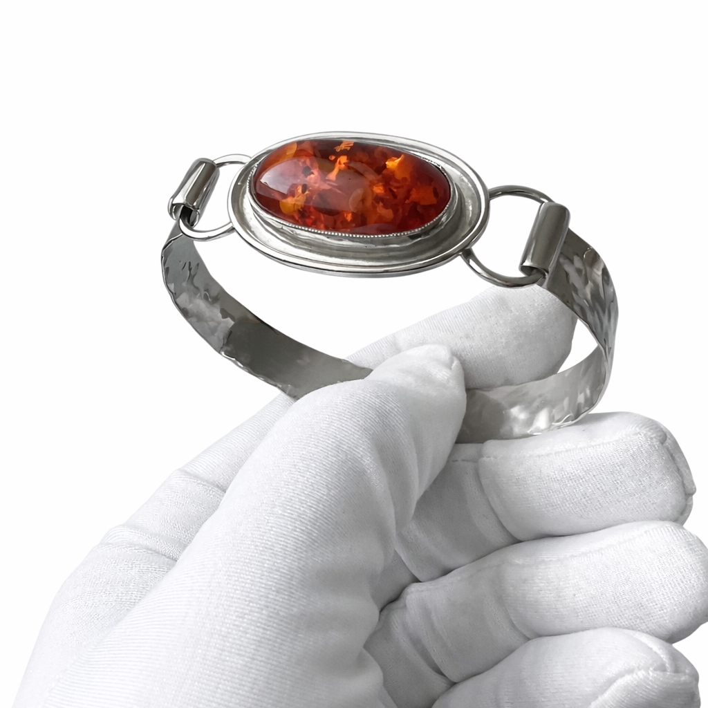 Vintage Katja Lührs Lübeck (KLS) Silver Bracelet with Baltic Amber