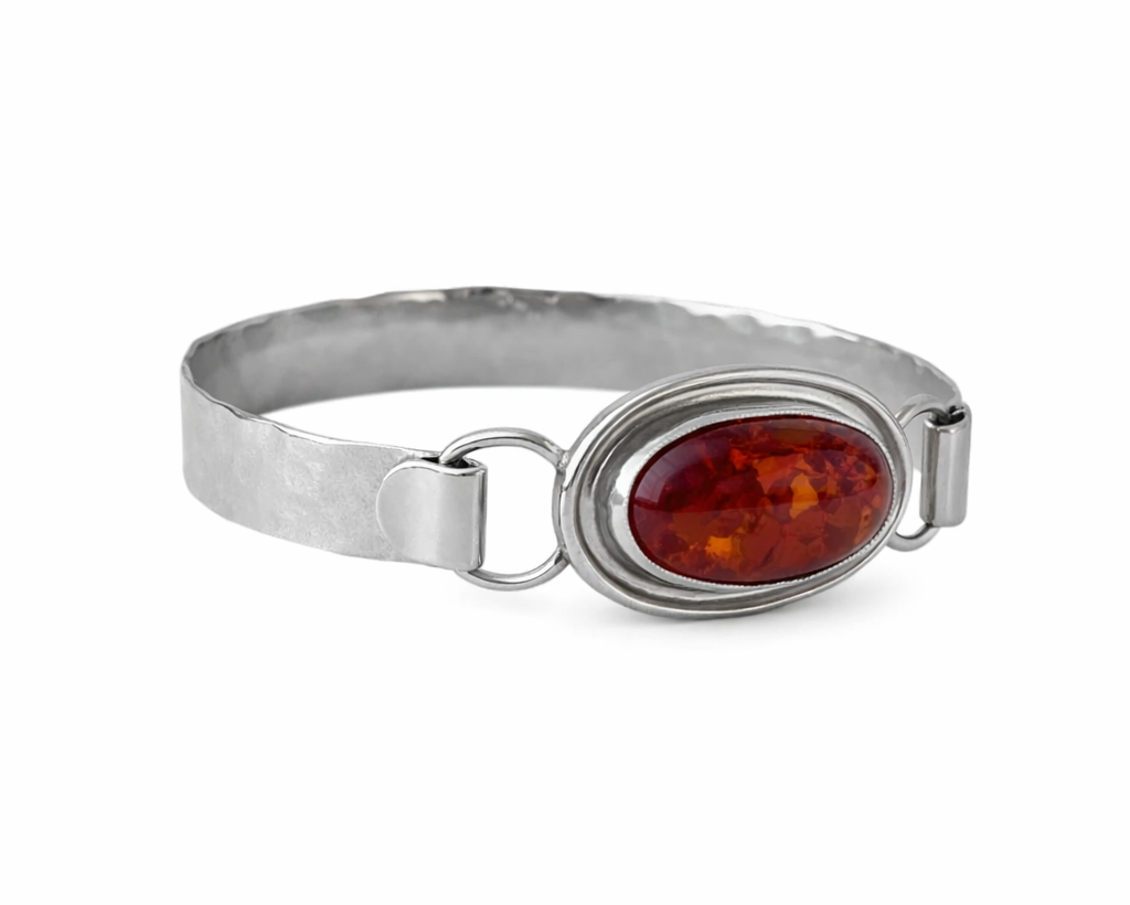 Vintage Katja Lührs Lübeck (KLS) Silver Bracelet with Baltic Amber