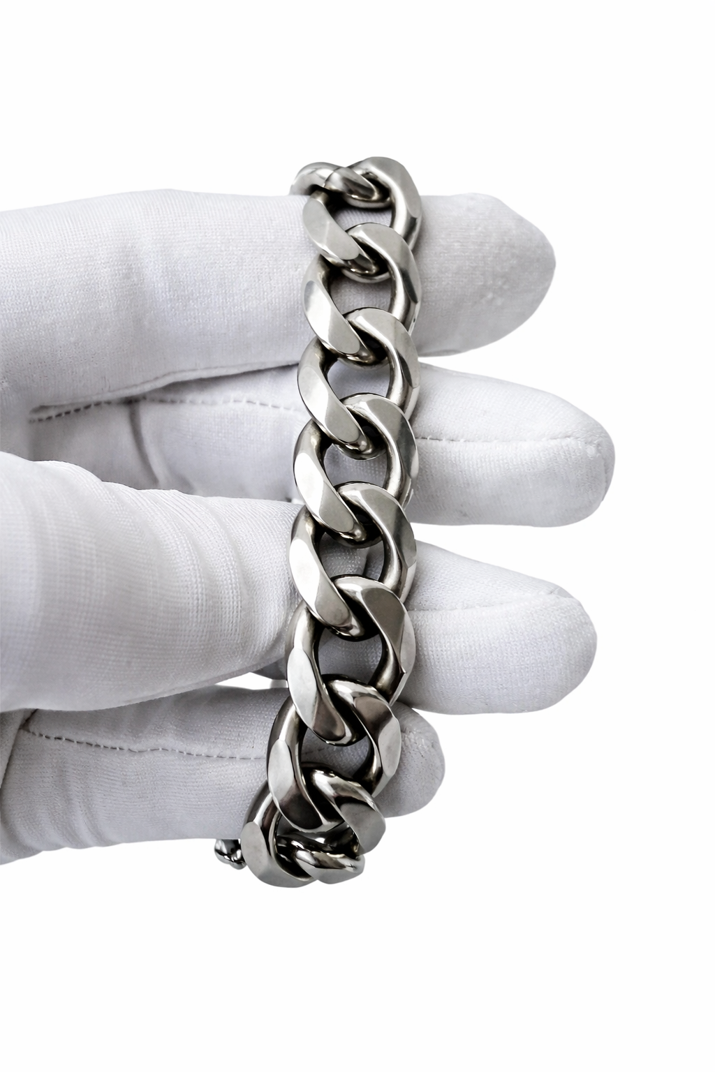 Vintage Sterling Silver Cuban Link Bracelet, Heavy Male Chain Bracelet
