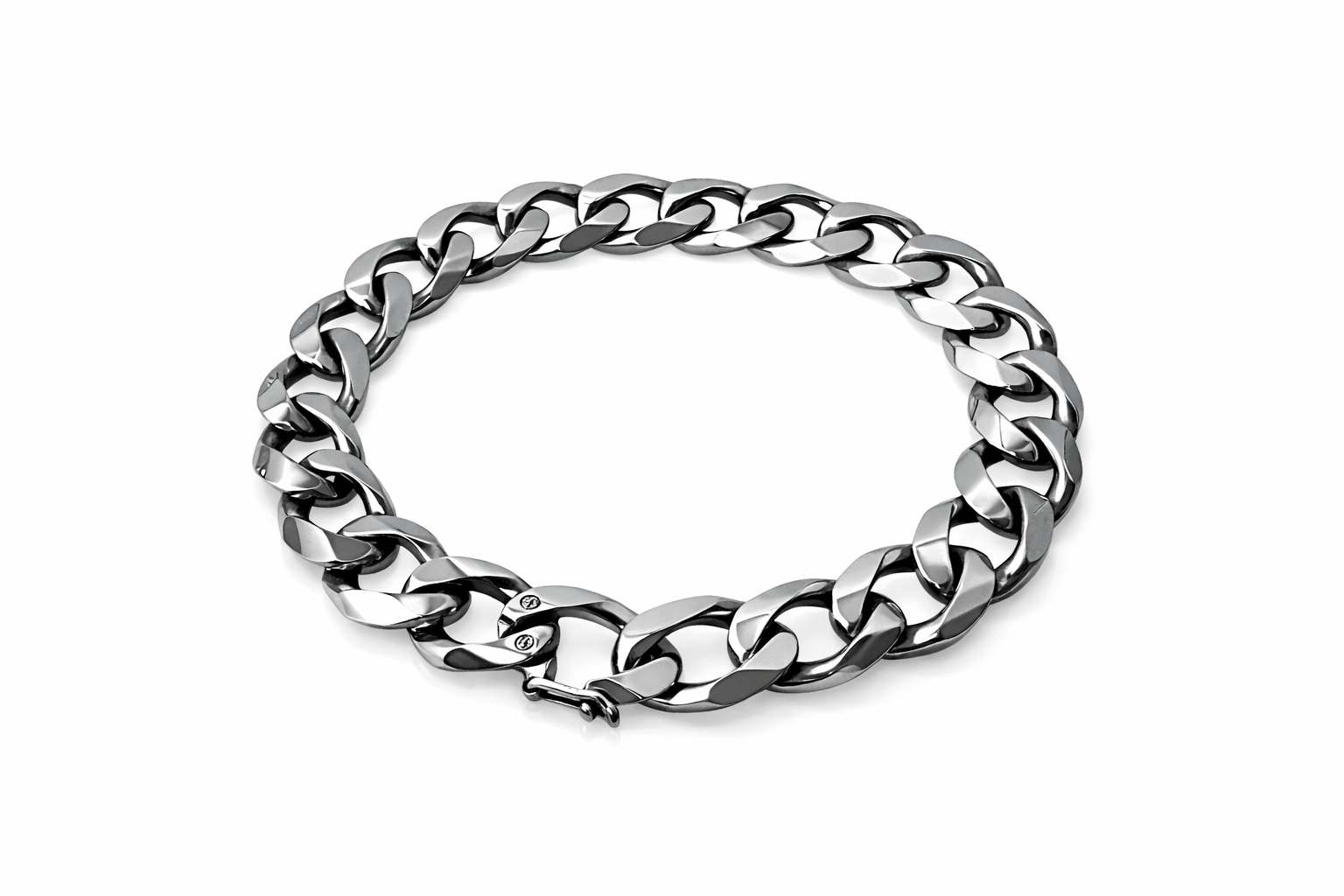 Vintage Sterling Silver Cuban Link Bracelet, Heavy Male Chain Bracelet