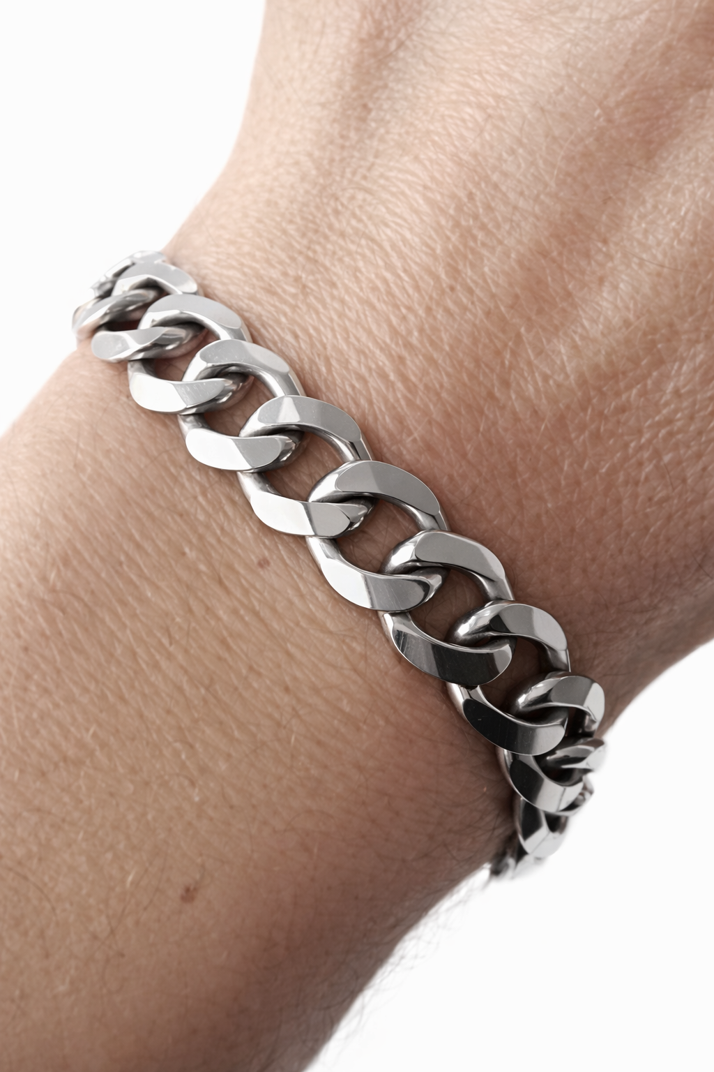 Vintage Sterling Silver Cuban Link Bracelet, Heavy Male Chain Bracelet