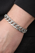 Vintage Sterling Silver Cuban Link Bracelet, Heavy Male Chain Bracelet
