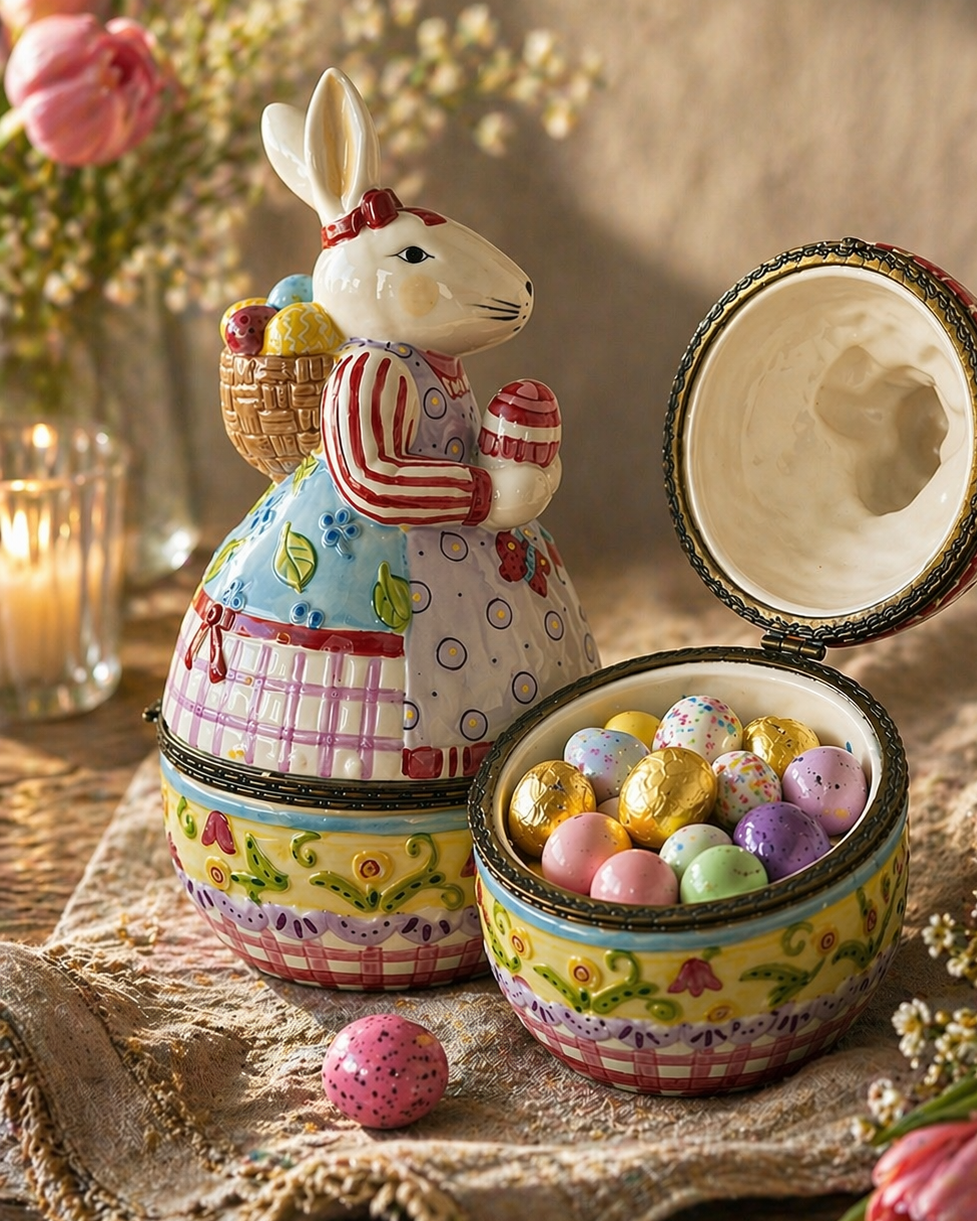 Villeroy & Boch Bunny Trinket Box Porcelain Hinged Easter Rabbit Lidded Box