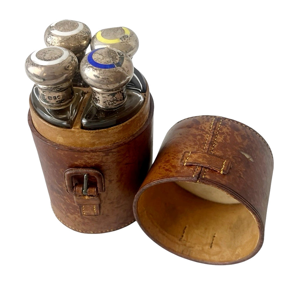 Rare Drew & Sons Travelling Bottle Set George III Silver Caps London 1781