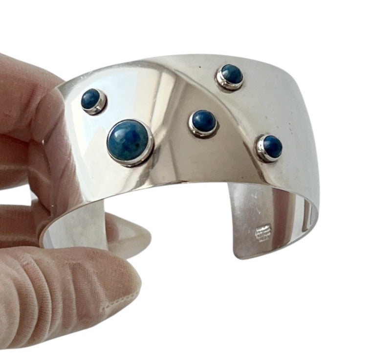 Niels Erik From Sterling Silver Sodalite Cuff Bracelet, Scandinavian  Modernist Jewellery