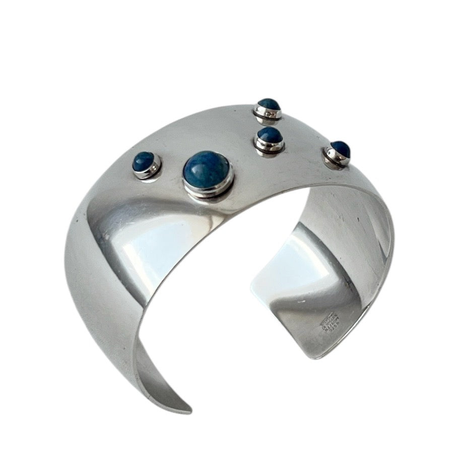 Niels Erik From Sterling Silver Sodalite Cuff Bracelet, Scandinavian  Modernist Jewellery