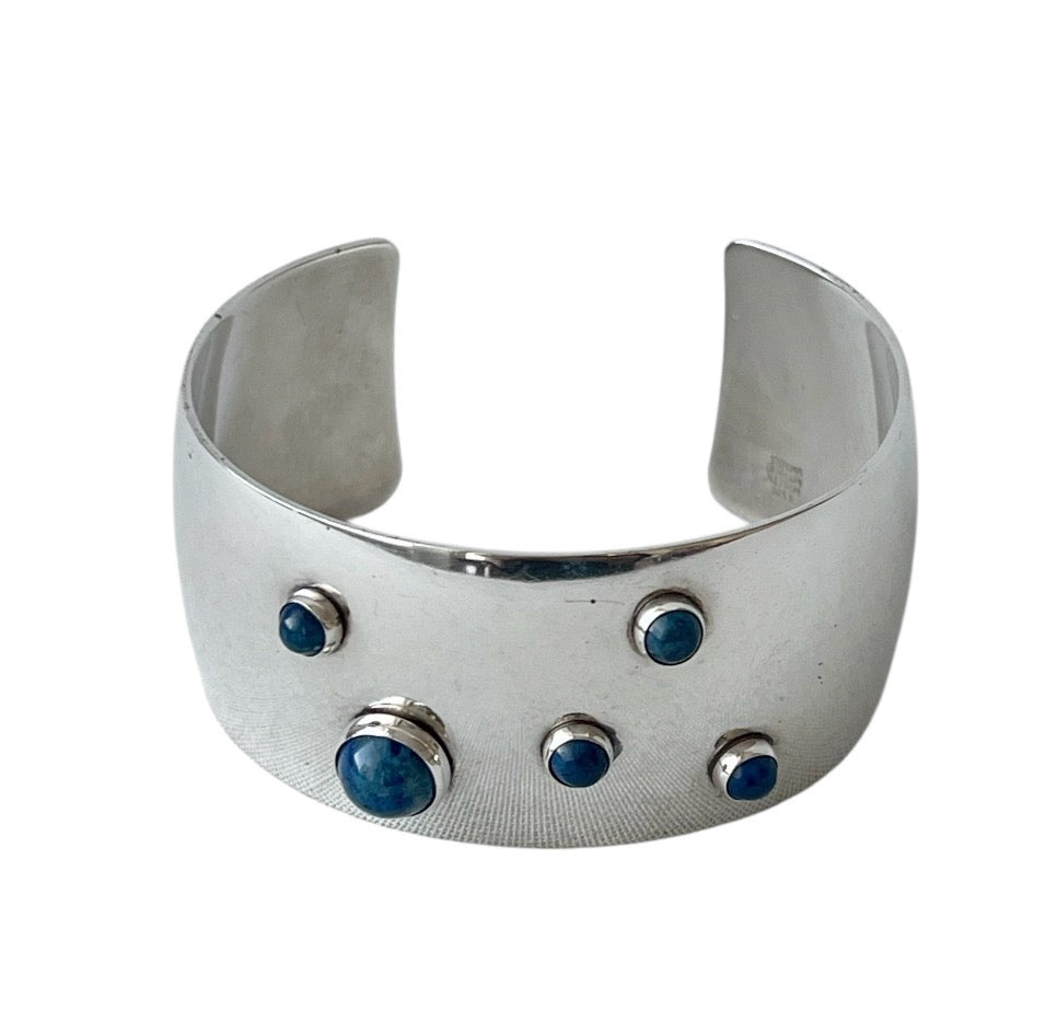 Niels Erik From Sterling Silver Sodalite Cuff Bracelet, Scandinavian  Modernist Jewellery