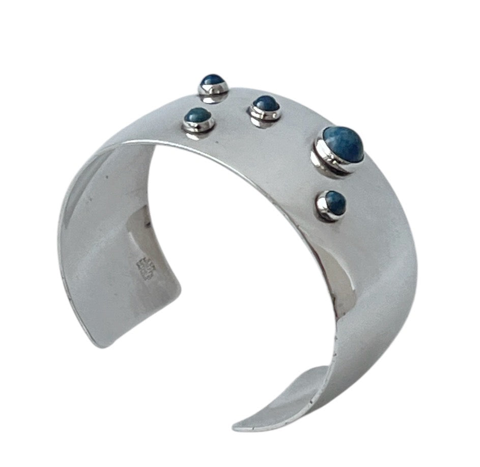 Niels Erik From Sterling Silver Sodalite Cuff Bracelet, Scandinavian  Modernist Jewellery