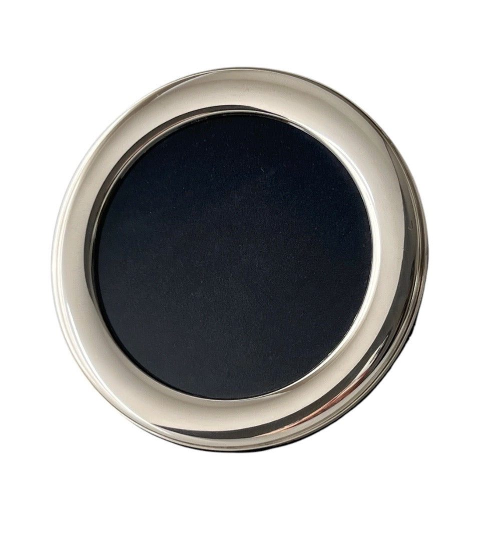 Vintage Sterling Silver Round Photo Frame, B&Co Birmingham, Tabletop Picture Frame.