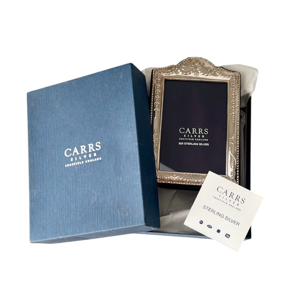 Carrs Sterling Silver Photo Frame, Hallmarked Sheffield Ornate Picture Frame with Box